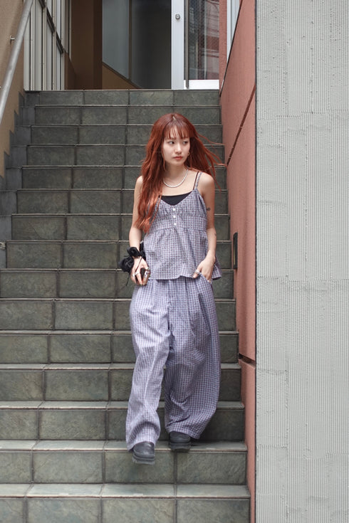 チェックボリュームラフパンツ